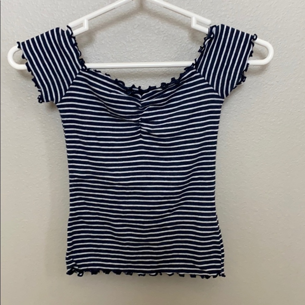 hollister striped off the shoulder top